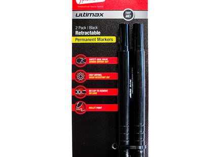 Plumboss Retractable Permanent Marker - 2 Pck Black | RPM-2B
