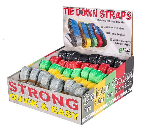 Plumboss Tie Down Strap Dispay Box (8 of ea size) | TDSDISP